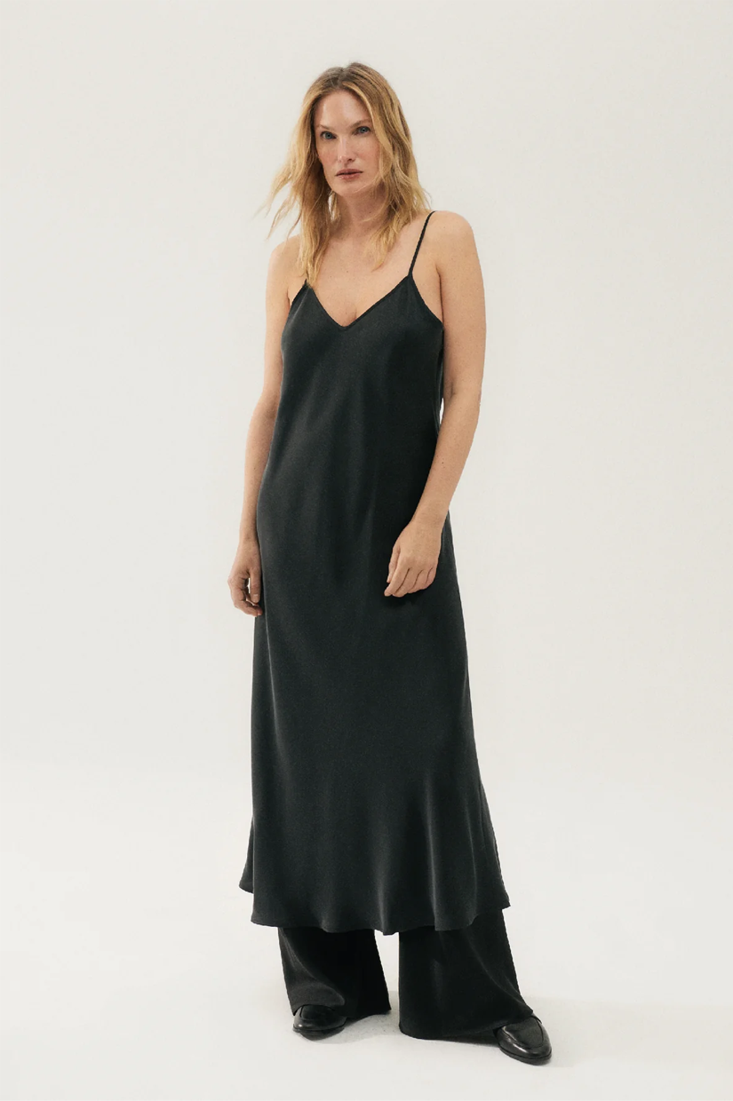 silk laundry black slip dress Silk Laundry 90s Slip Dress in Egret