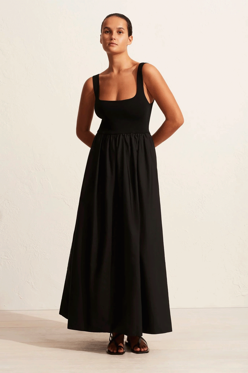 Matteau Knit And Cotton Dress - Black Matteau Knit And Cotton Dress - Black