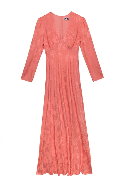 Rixo Tabetha Dress Daisy Jacquard Coral CHAPMANSTORE.CO.NZ