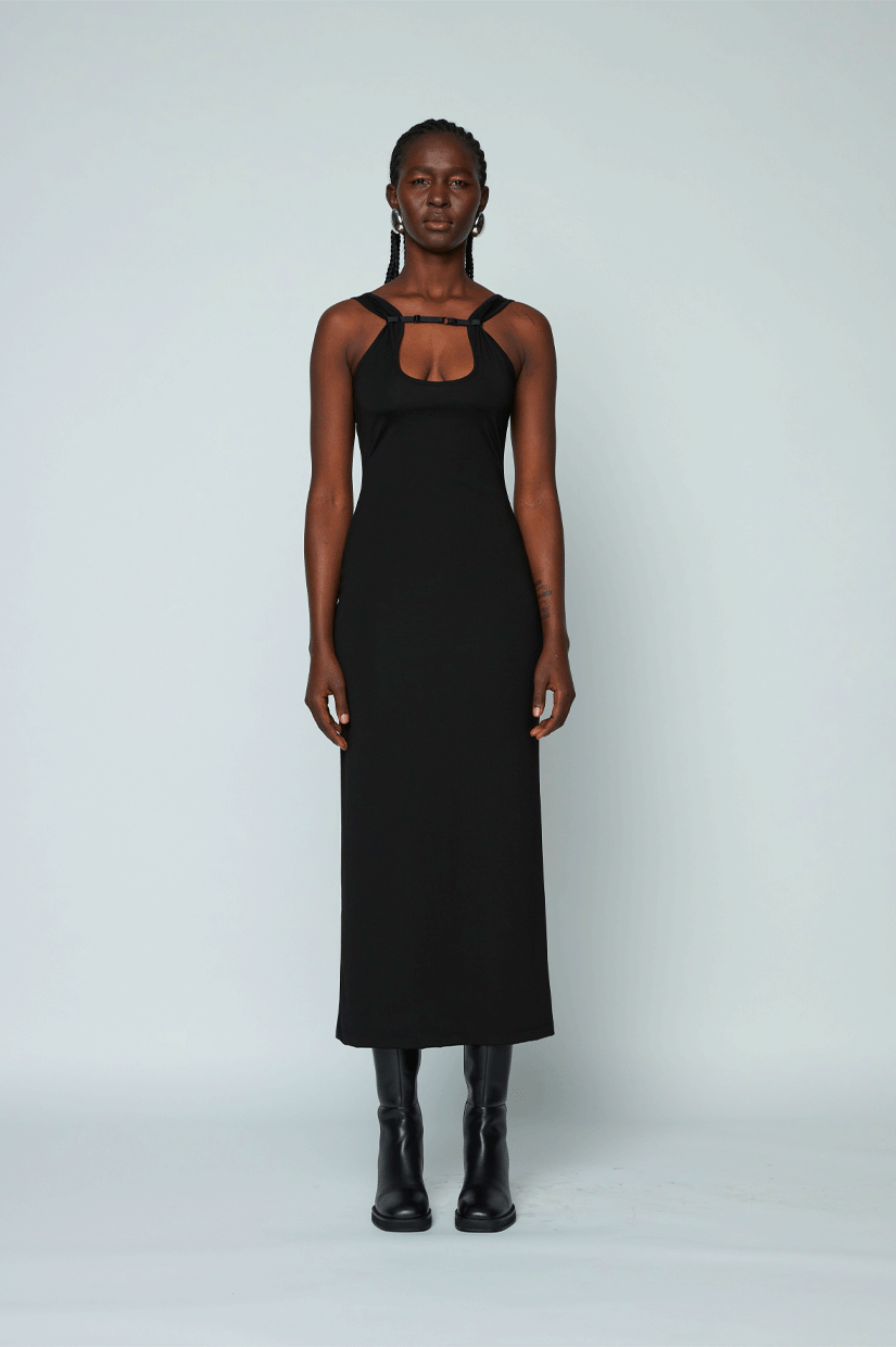 Wynn Hamlyn Rib Strap Maxi Dress - Black – CHAPMANSTORE.CO.NZ