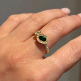 Alexandra Dodds Asymmetric Teeth Gem Ring - 9ct Gold Lab Emerald