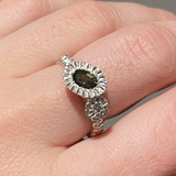 Alexandra Dodds Asymmetric Teeth Gem Ring - Silver Green Sapphire/Diamond