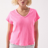 American Vintage Sonoma V neck T-shirt - Acid Pink