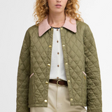 Barbour Icons Cropped Liddesdale Quilted Jacket - Bleached Olive/Ancient/Gardenia