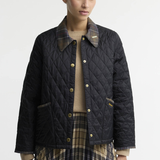 Barbour Icons Tartan Collar Cropped Liddesdale Quilted Jacket - Black/Classic