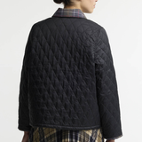 Barbour Icons Tartan Collar Cropped Liddesdale Quilted Jacket - Black/Classic