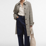 Barbour Maia Check Showerproof Trench - Olive Prince Of Wales Check