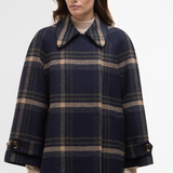 Barbour Tara Wool Coat - Navy Windowpane Check