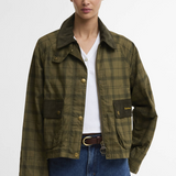 Barbour Tartan Cropped Beadnell Casual Jacket - Dusky Green Tartan/Highland