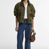 Barbour Tartan Cropped Beadnell Casual Jacket - Dusky Green Tartan/Highland