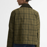 Barbour Tartan Cropped Beadnell Casual Jacket - Dusky Green Tartan/Highland