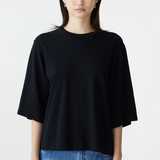 Bassike Boxy 3/4 Sleeve T-shirt - Black