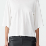 Bassike Boxy 3/4 Sleeve T-shirt - White