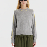 Bassike Classic Stripe Detail Knit - Grey Marl/Lemon