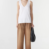 Bassike Classic V-neck Tank - White