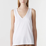 Bassike Classic V-neck Tank - White
