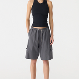 Bassike Crushed Cotton Cargo Short - Washed Black
