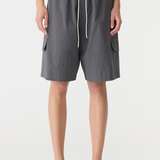 Bassike Crushed Cotton Cargo Short - Washed Black