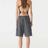 Bassike Crushed Cotton Cargo Short - Washed Black