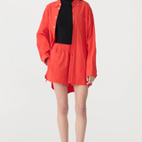 Bassike Crushed Cotton Oversized Shirt - Red