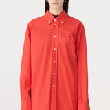Bassike Crushed Cotton Oversized Shirt - Red