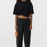 Bassike Crushed Cotton Summer Pant - Black