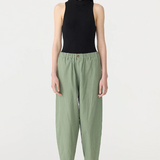 Bassike Crushed Cotton Summer Pant - Dark Sage