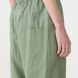 Bassike Crushed Cotton Summer Pant - Dark Sage