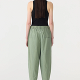Bassike Crushed Cotton Summer Pant - Dark Sage