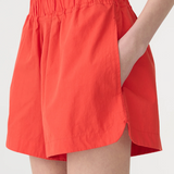 Bassike Crushed Cotton Tennis Short - Red