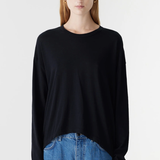 Bassike Curved Hem Heritage L/S T-shirt - Black