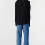 Bassike Curved Hem Heritage L/S T-shirt - Black