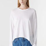 Bassike Curved Hem Heritage L/S T-shirt - White