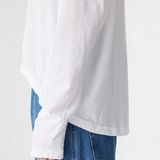 Bassike Curved Hem Heritage L/S T-shirt - White