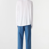 Bassike Curved Hem Heritage L/S T-shirt - White