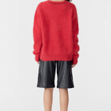 Bassike Deep V Textured Knit - Red