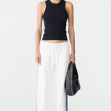Bassike Double Stripe Wide Leg Pants - White/Cobalt Ink Stripe