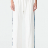 Bassike Double Stripe Wide Leg Pants - White/Cobalt Ink Stripe