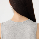 Bassike Fine Bind Athletic Tank - Grey Marl