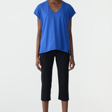 Bassike Fine Bind Scoop Neck Tank - Cobalt