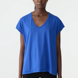 Bassike Fine Bind Scoop Neck Tank - Cobalt