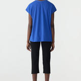 Bassike Fine Bind Scoop Neck Tank - Cobalt