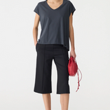 Bassike Fine Bind Scoop Neck Tank - Washed Navy