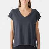Bassike Fine Bind Scoop Neck Tank - Washed Navy