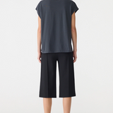 Bassike Fine Bind Scoop Neck Tank - Washed Navy