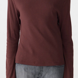 Bassike Front Seam Rib Long Sleeve T-Shirt - Cocoa