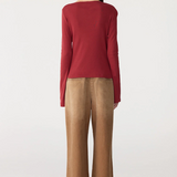 Bassike Front Seam Rib LS T-shirt - Deep Red