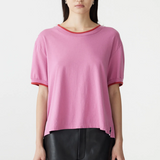 Bassike Layered Neck T-shirt - Boysenberry/Htg Red