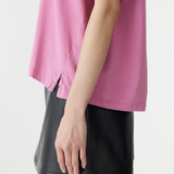 Bassike Layered Neck T-shirt - Boysenberry/Htg Red