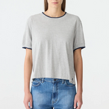 Bassike Layered Neck T-shirt - Greymarle/Blue Ink